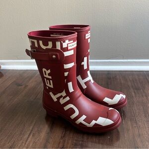 Hunter Red and White Rain Boots